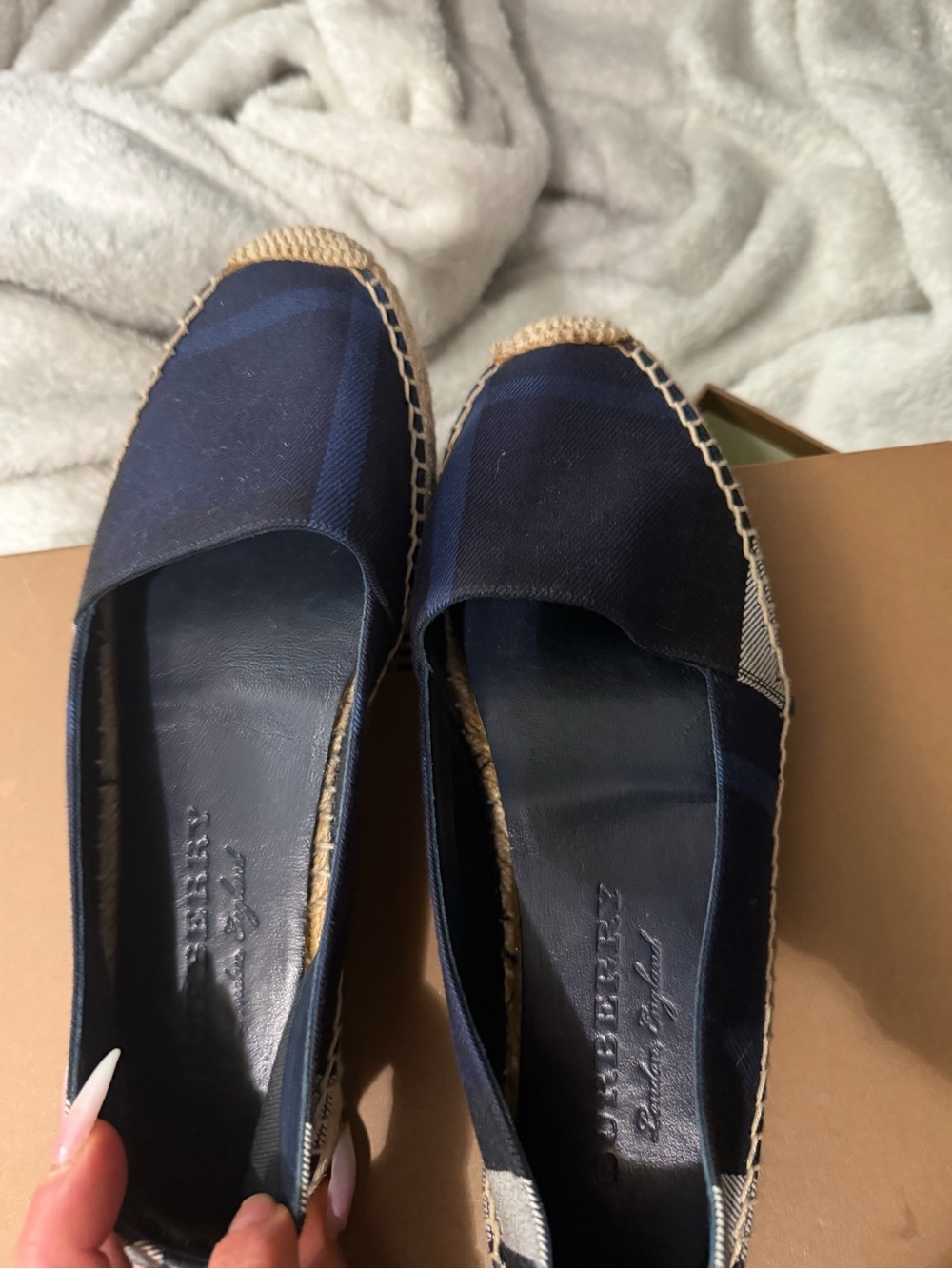Burberry Navy and Indigo Canvas House Check Espadrilles - Picture 3 of 12